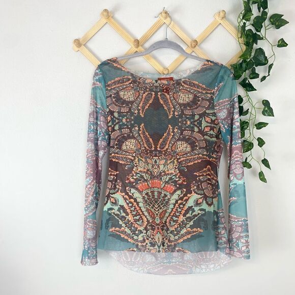 SUNDANCE | Bohemian Print Mesh Top B59 - Picture 1 of 7